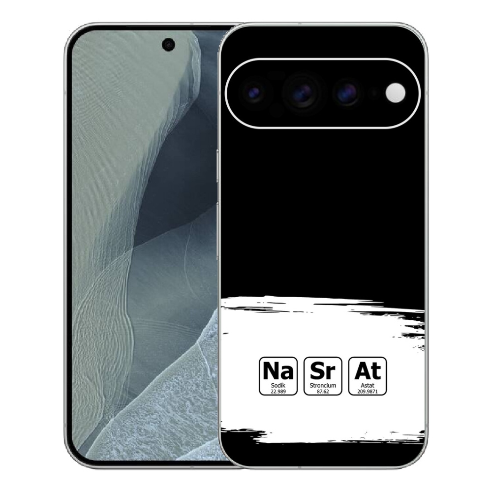 mmCase géltok a Google Pixel 11 Pro XL-hez – kémiai elemek fehér-fekete háttérrel