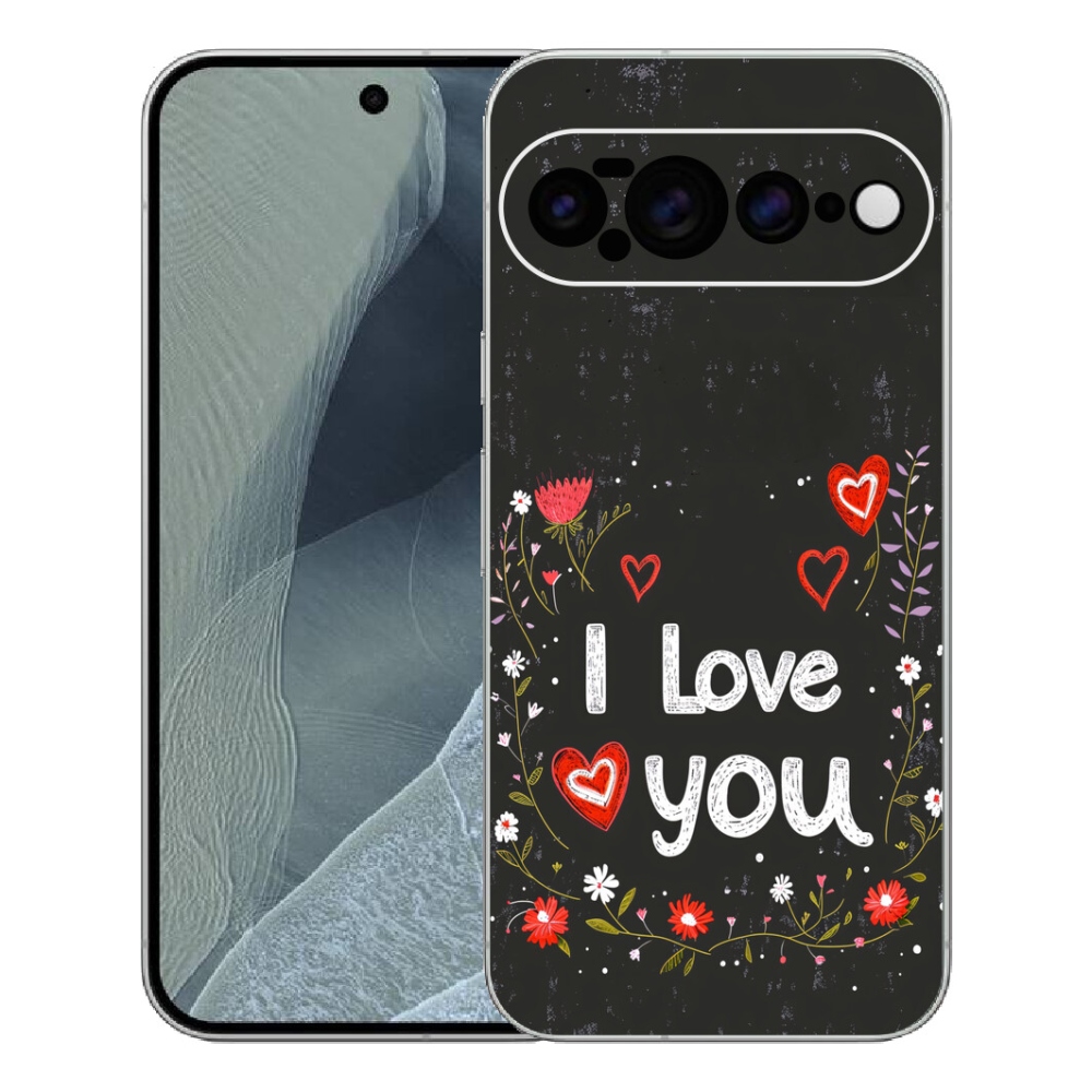 mmCase gél tok a Google Pixel 11 Pro XL-hez – „I love you” fekete háttérrel
