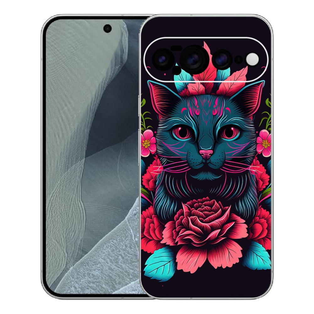 mmCase gél tok a Google Pixel 11 Pro XL-hez – virágok és macska