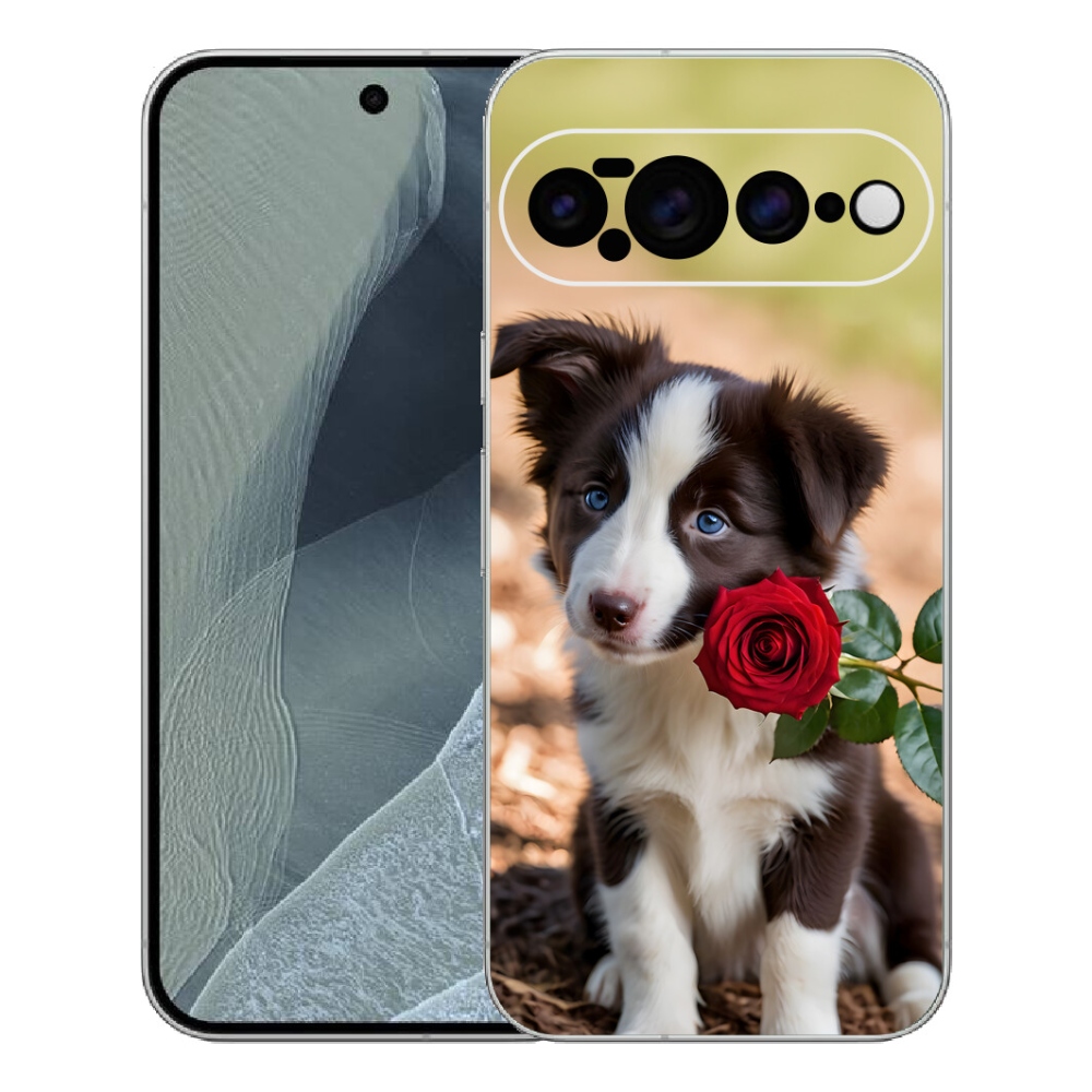 mmCase gél tok a Google Pixel 11 Pro XL-hez – aranyos border collie rózsával