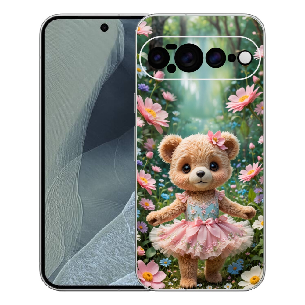 mmCase gél tok a Google Pixel 11 Pro XL-hez – aranyos mackó virágok között