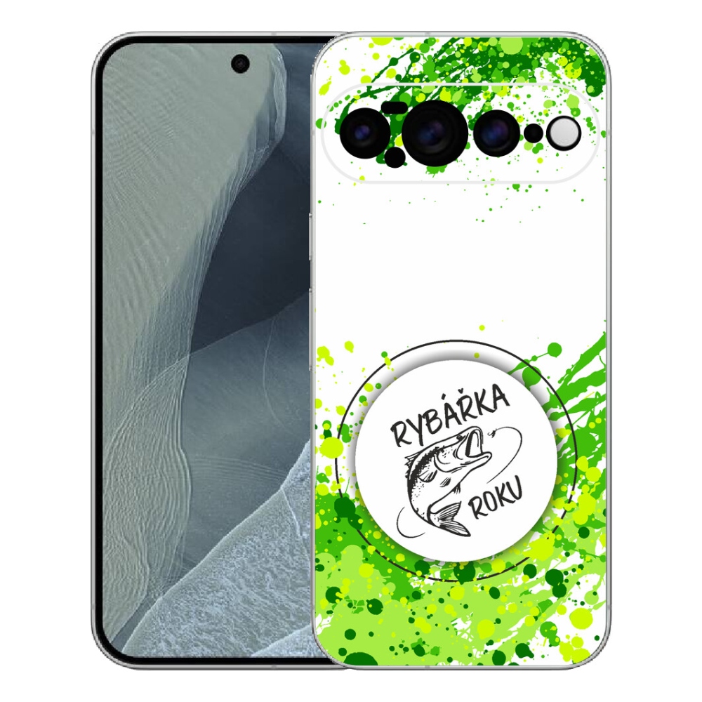 mmCase gél tok a Google Pixel 11 Pro XL-hez – „Az év horgásznője” fehér háttérrel