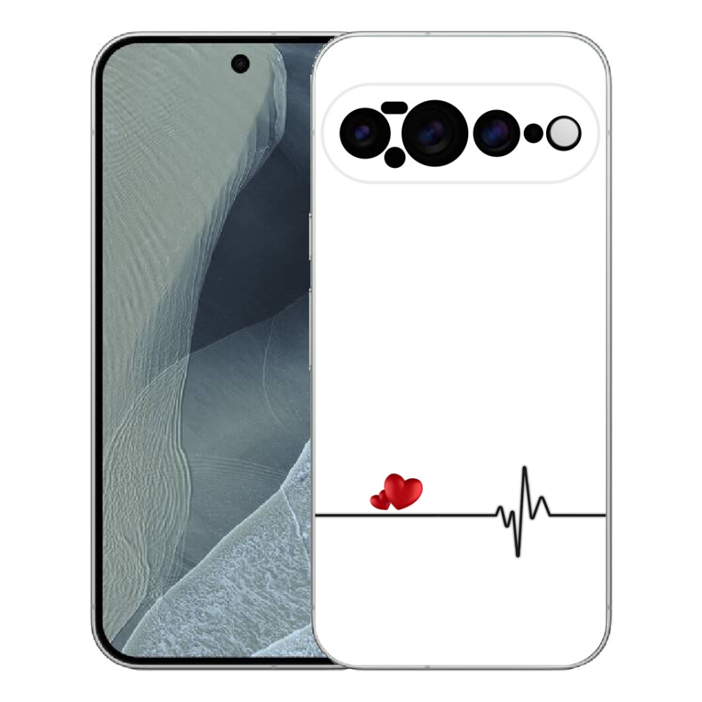 mmCase gél tok a Google Pixel 11 Pro XL-hez – szív és pulzus fehér háttérrel