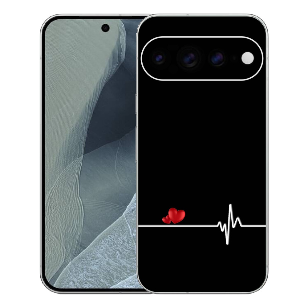 mmCase gél tok a Google Pixel 11 Pro XL-hez – szív és pulzus fekete háttérrel
