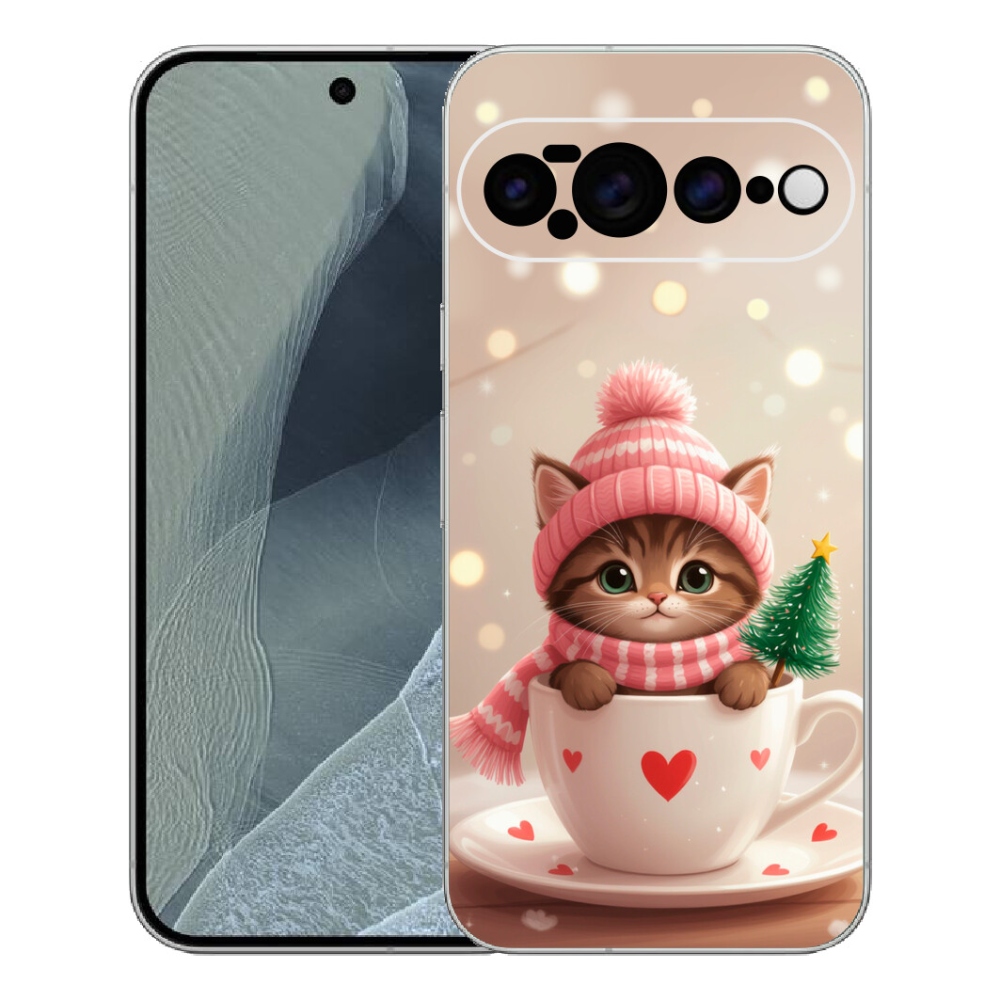 mmCase gél tok a Google Pixel 11 Pro XL-hez – karácsonyi cica egy csészében