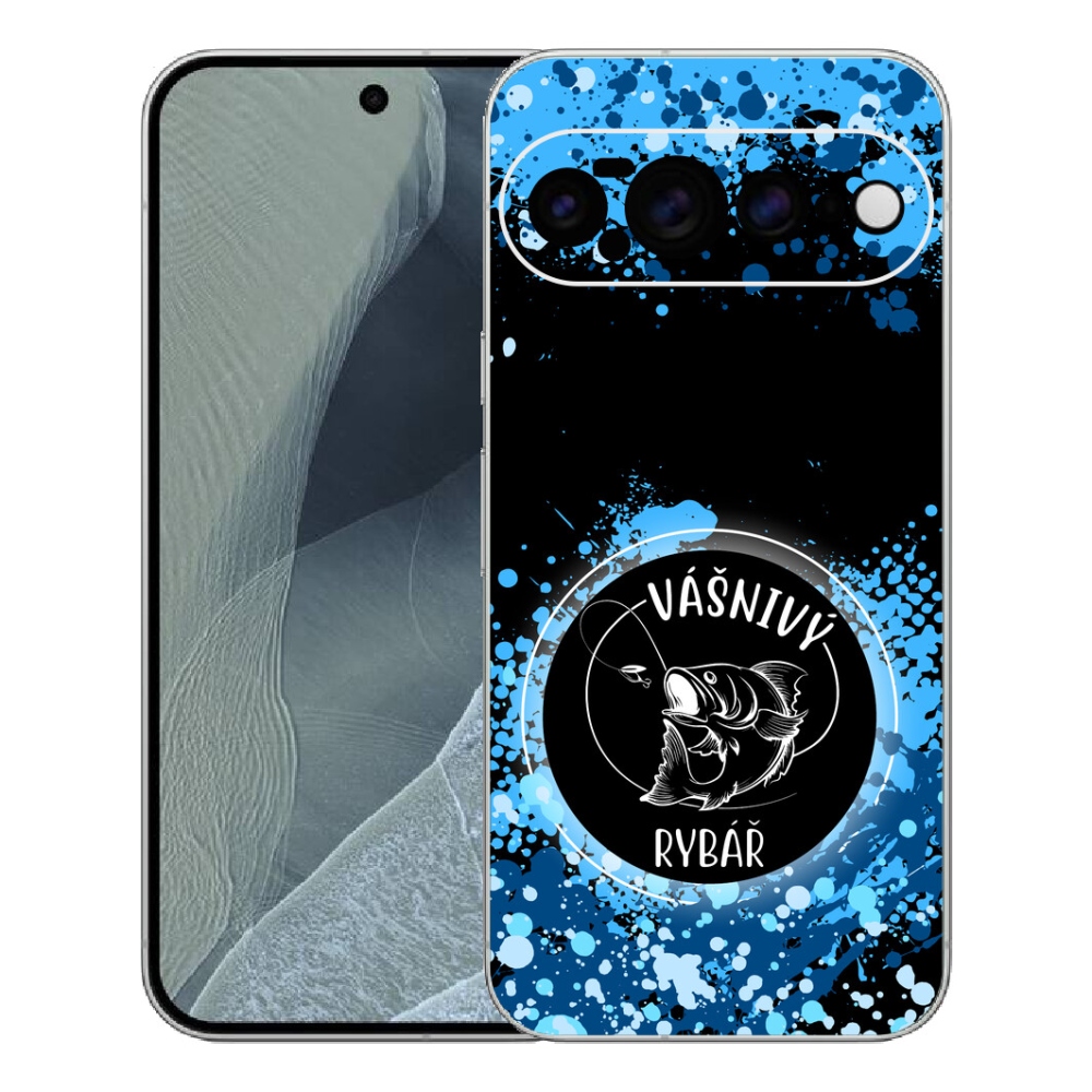 mmCase gél tok a Google Pixel 11 Pro XL-hez – szenvedélyes horgász, fekete háttérrel