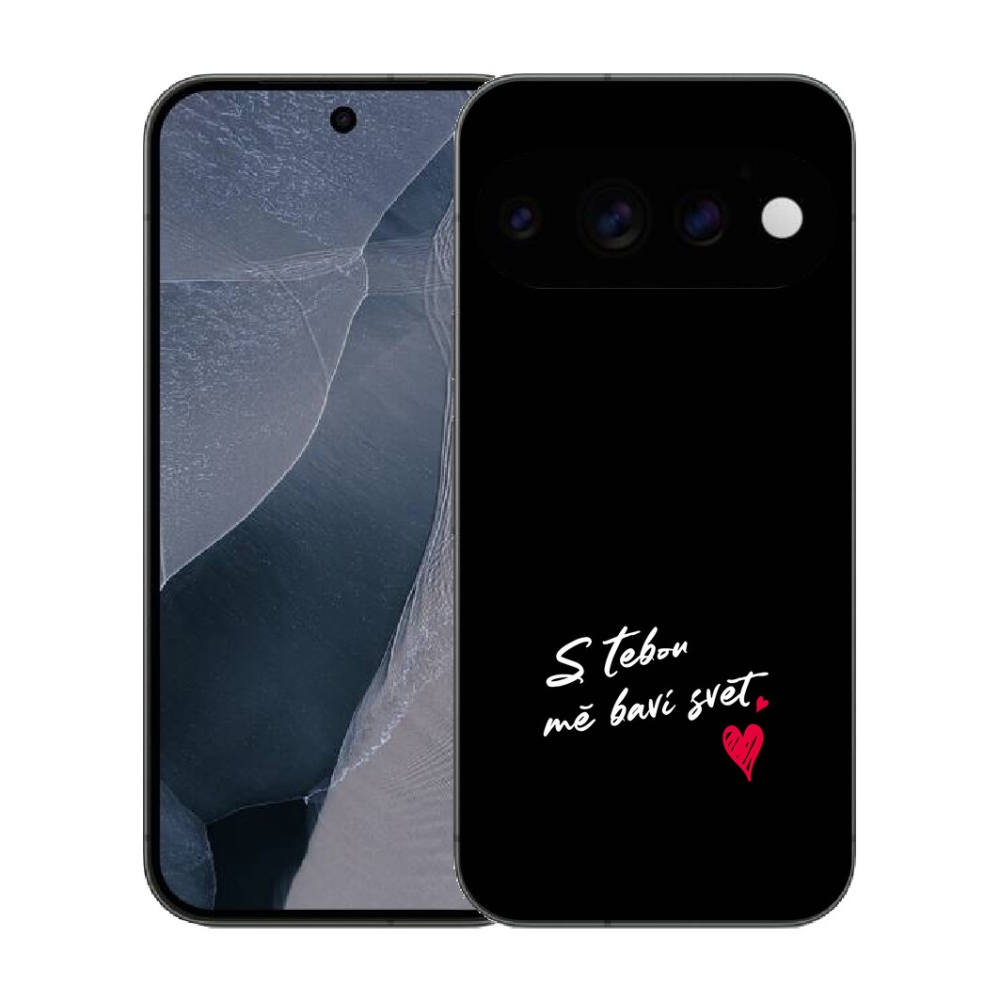 mmCase gél tok a Google Pixel 11 Pro-hoz – „In Love” felirat 1, fekete háttérrel