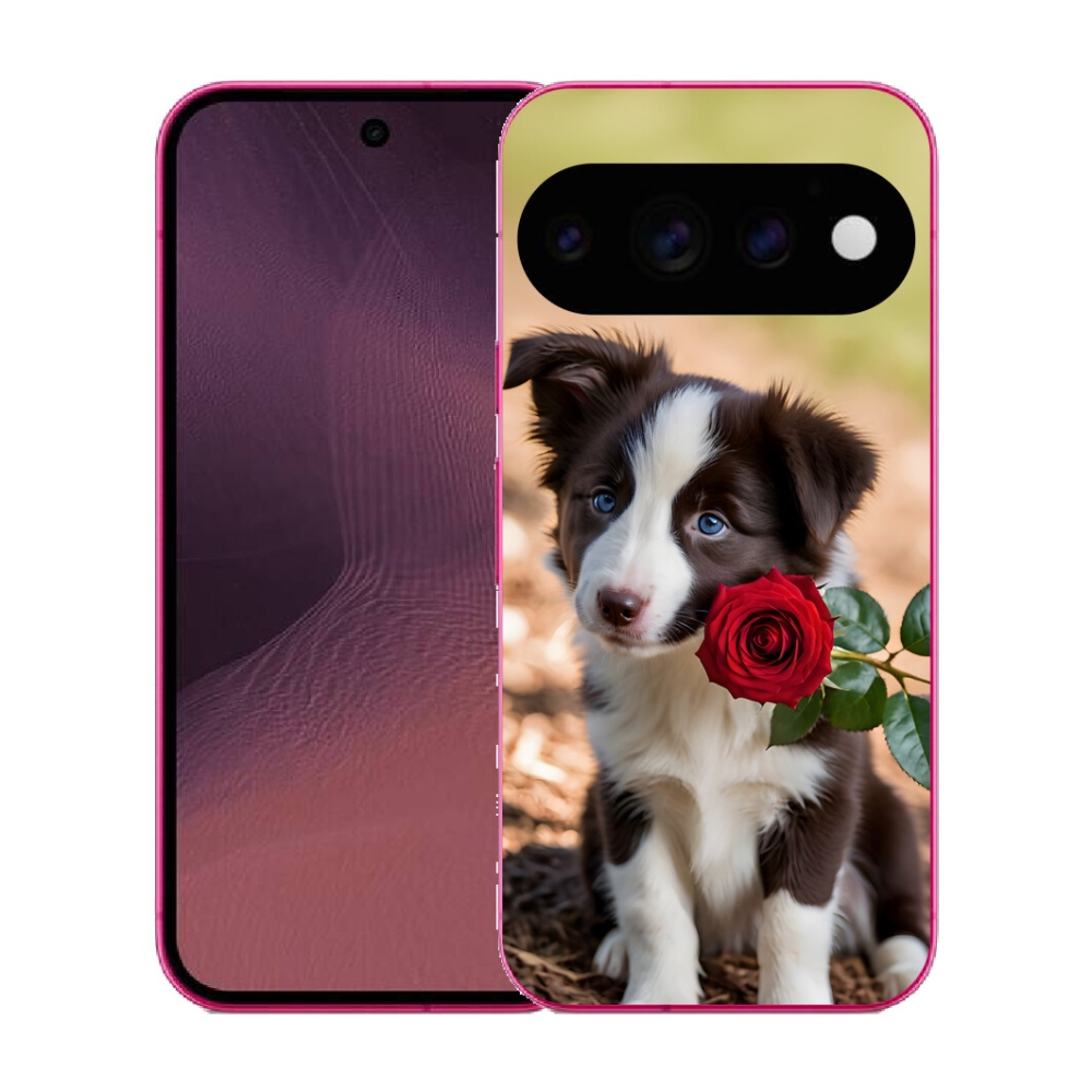 mmCase gél tok a Google Pixel 11-hez – aranyos border collie rózsával