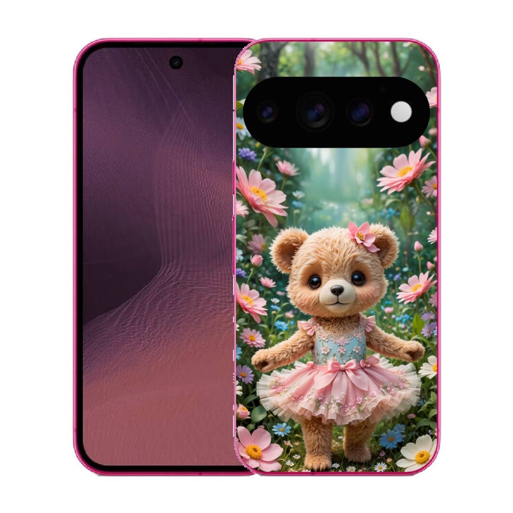 mmCase gél tok a Google Pixel 11-hez – aranyos mackó virágok között