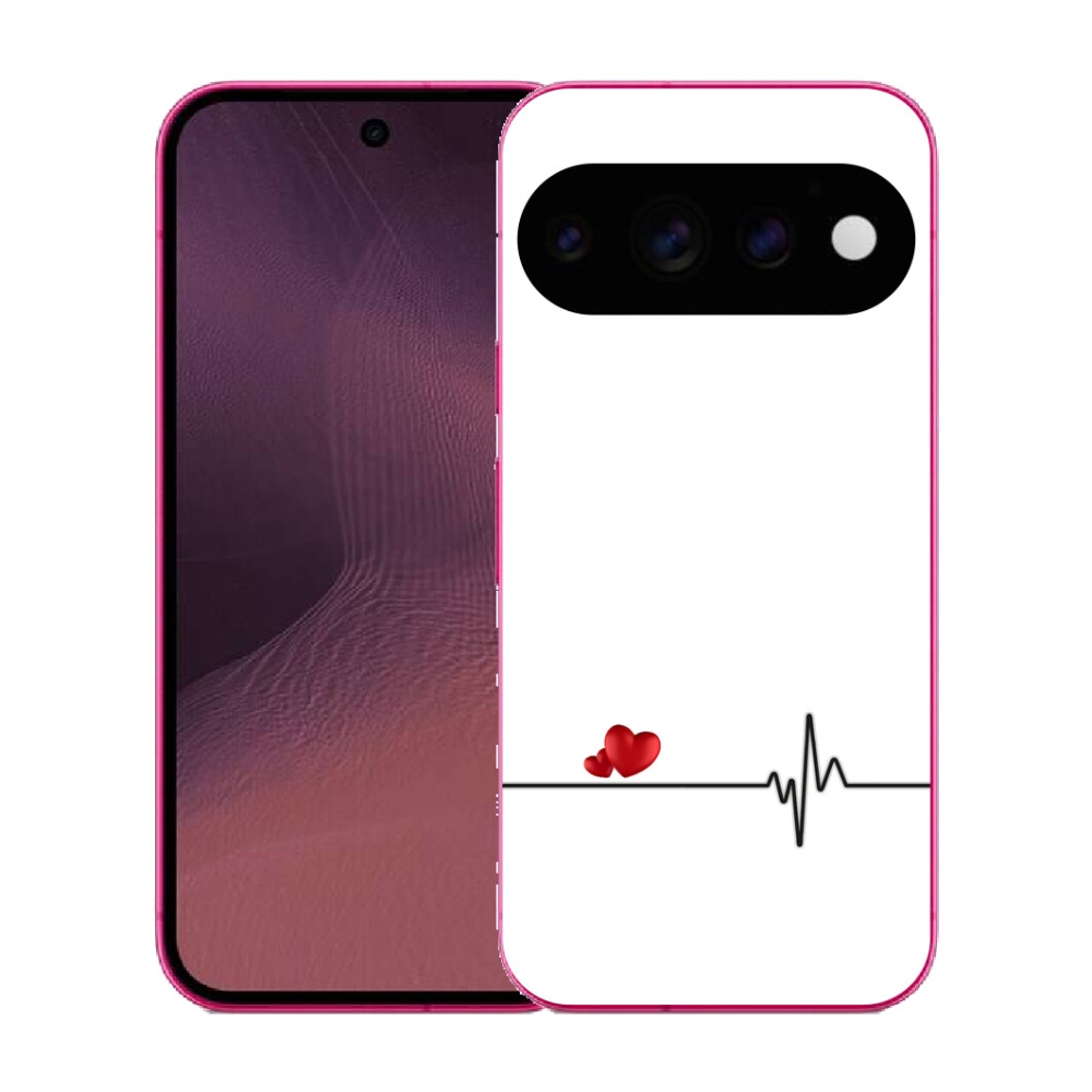 mmCase gél tok a Google Pixel 11-hez – szív és pulzus fehér háttérrel