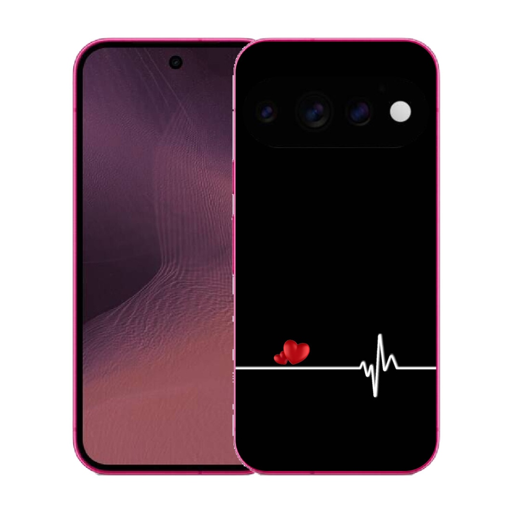 mmCase gél tok a Google Pixel 11-hez – szív és pulzus fekete háttérrel