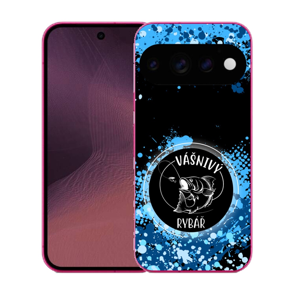 mmCase gél tok a Google Pixel 11-hez – szenvedélyes horgász, fekete háttérrel