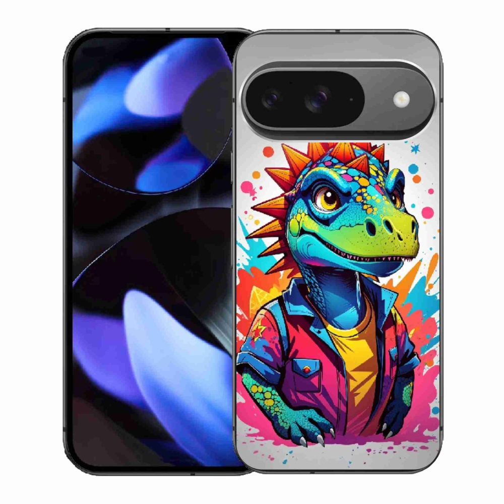 Zselés borítás mmCase a Google Pixel 9-hez - színes dinoszaurusz
