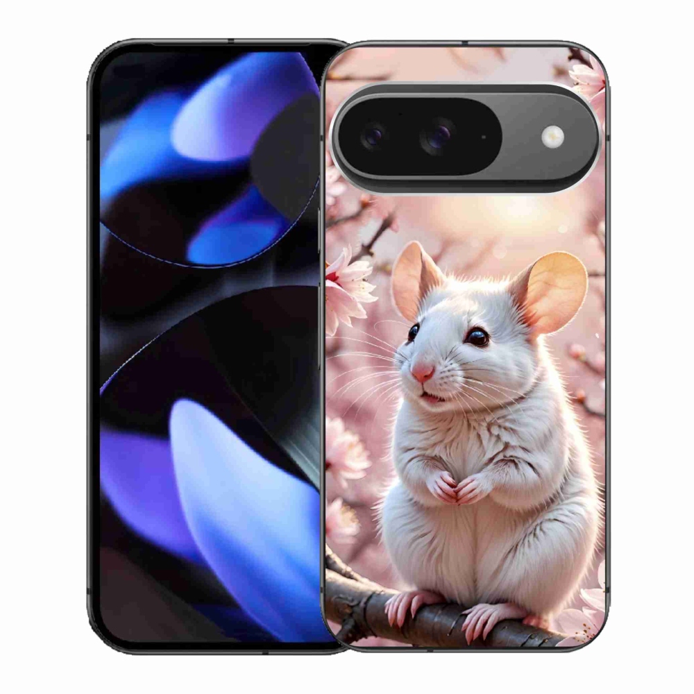 Gél borítás mmCase a Google Pixel 9-hez - fehér egér az ágon