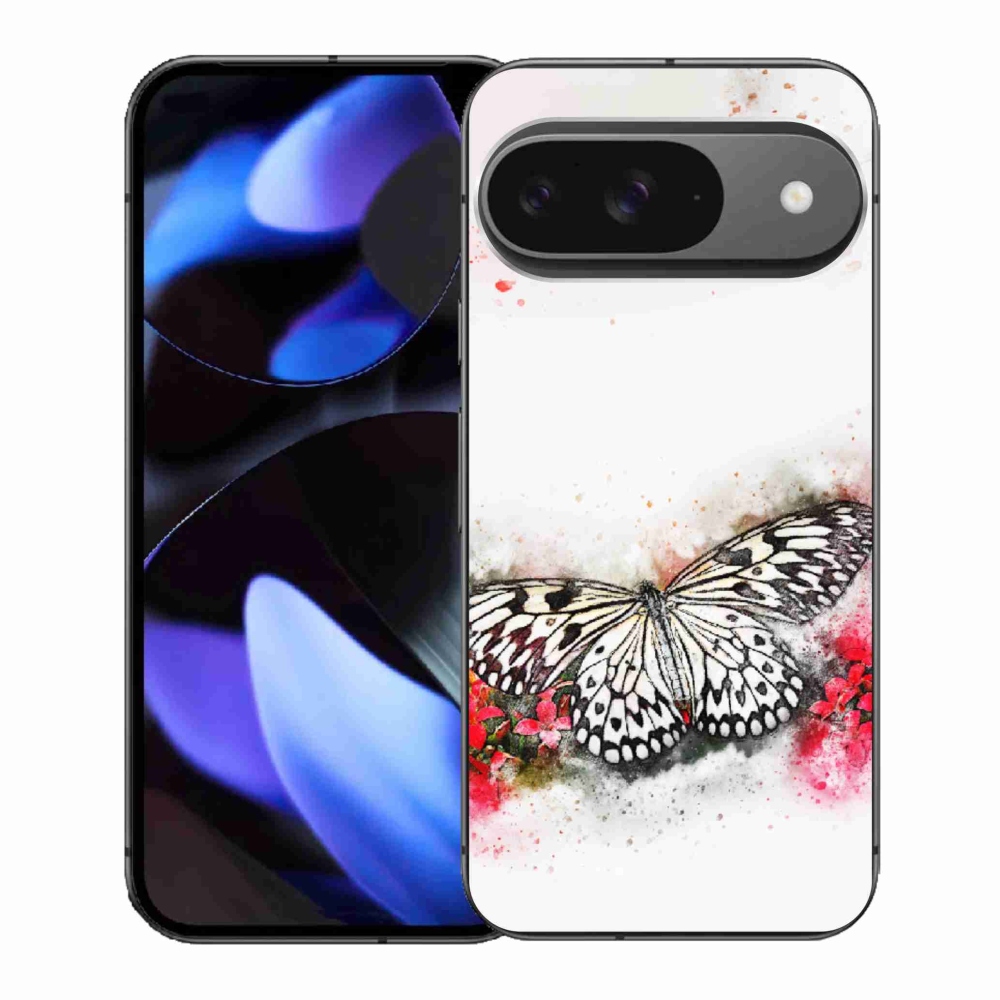 Gél borítás mmCase a Google Pixel 9-hez - fekete-fehér pillangó