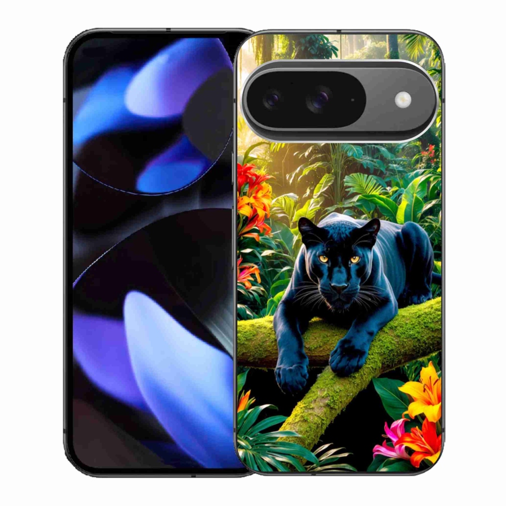 Gél borító mmCase a Google Pixel 9-hez - fekete párduc a dzsungelben