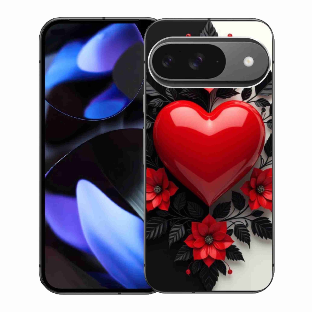 Gél borítás mmCase a Google Pixel 9-hez - piros szív