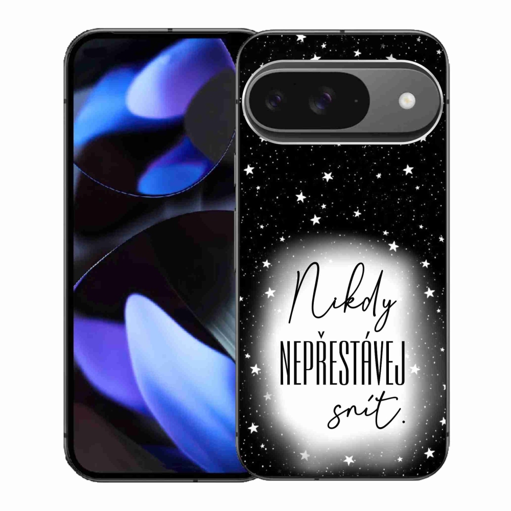 Gél borítás mmCase a Google Pixel 9-hez - Idézet 1 fehér és fekete háttérrel