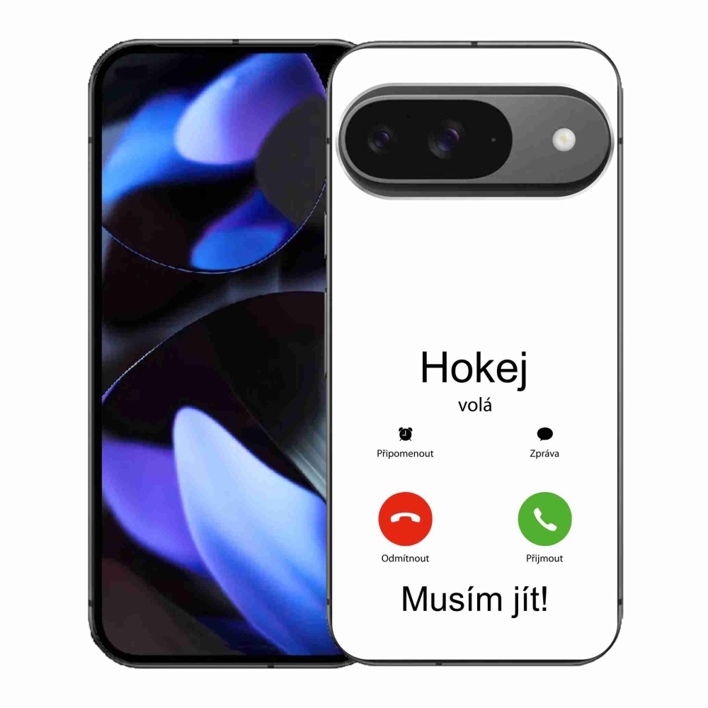 Gél borítás mmCase a Google Pixel 9-en - hoki hívások fehér háttérrel