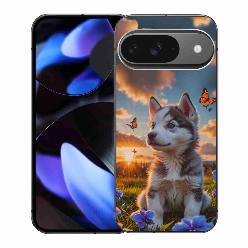 Gél borítás mmCase a Google Pixel 9-hez - husky a naplementében