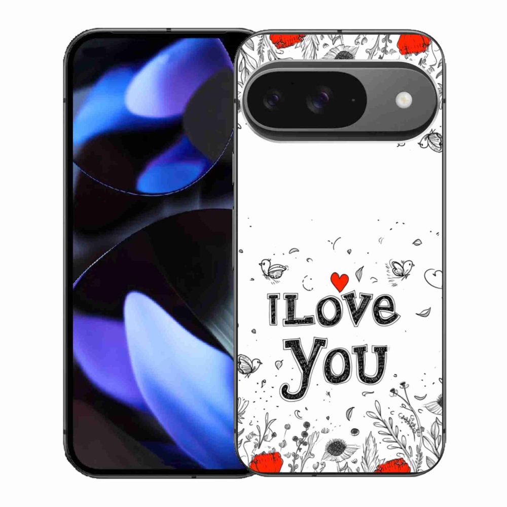 Gél borítás mmCase a Google Pixel 9-hez - Szeretlek fehér háttérrel