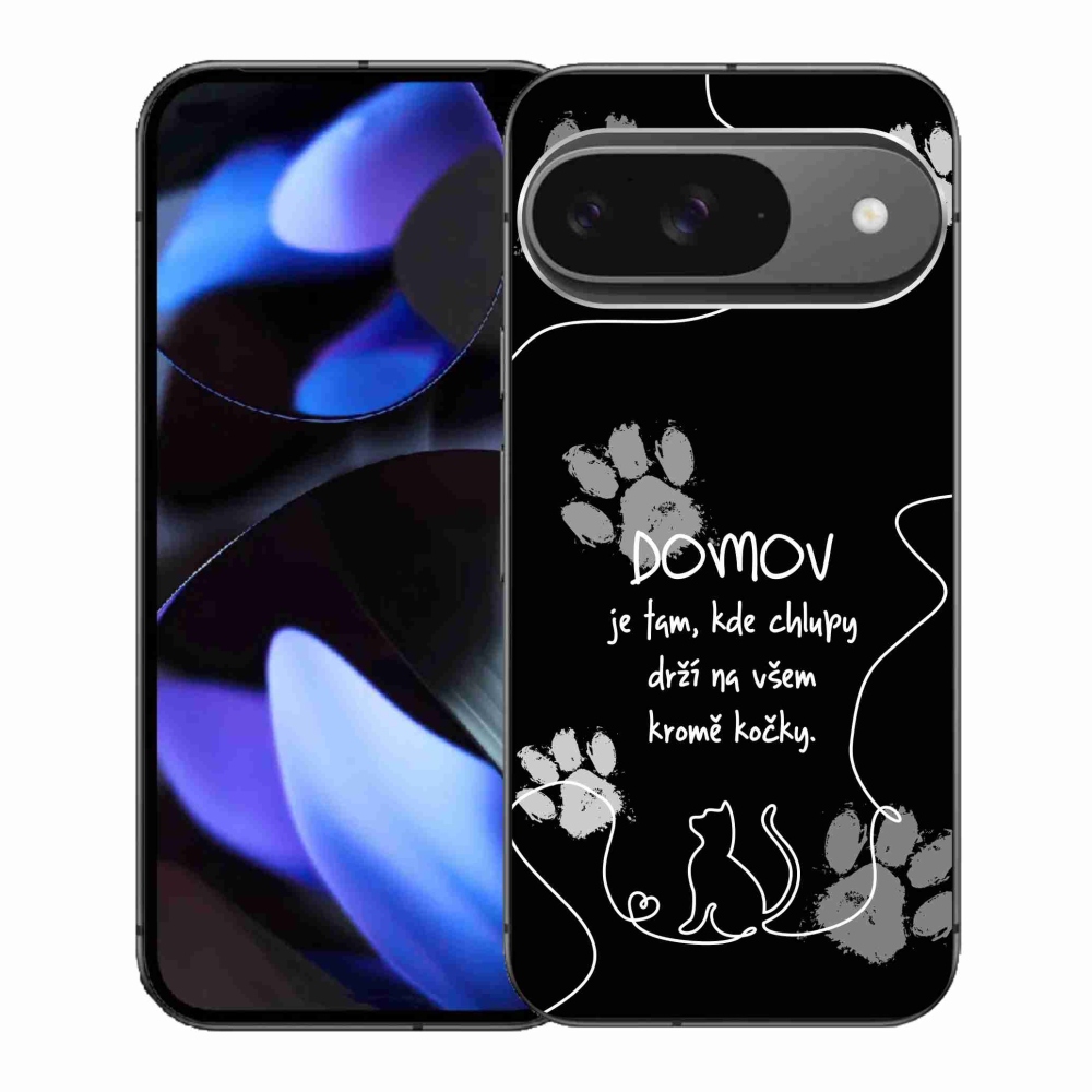 Gél borítás mmCase a Google Pixel 9-hez - macska motívum fekete háttérrel