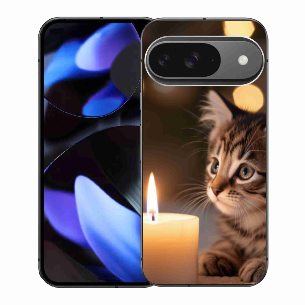 Gél borítás mmCase a Google Pixel 9-hez - cica és gyertya