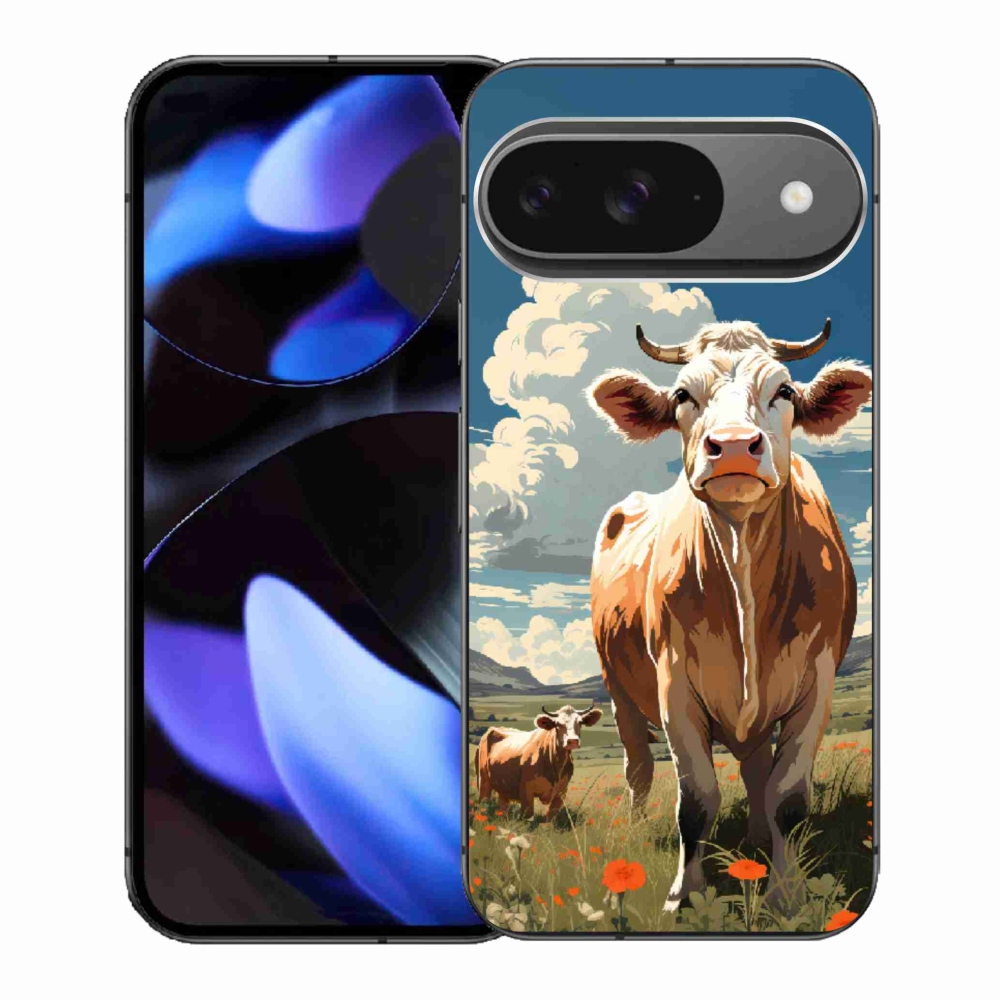 Zselés borítás mmCase a Google Pixel 9-hez - tehenek a réten