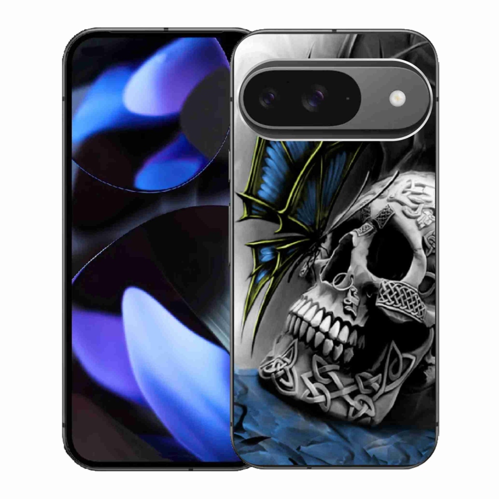 Gél borítás mmCase a Google Pixel 9-hez - pillangó és koponya
