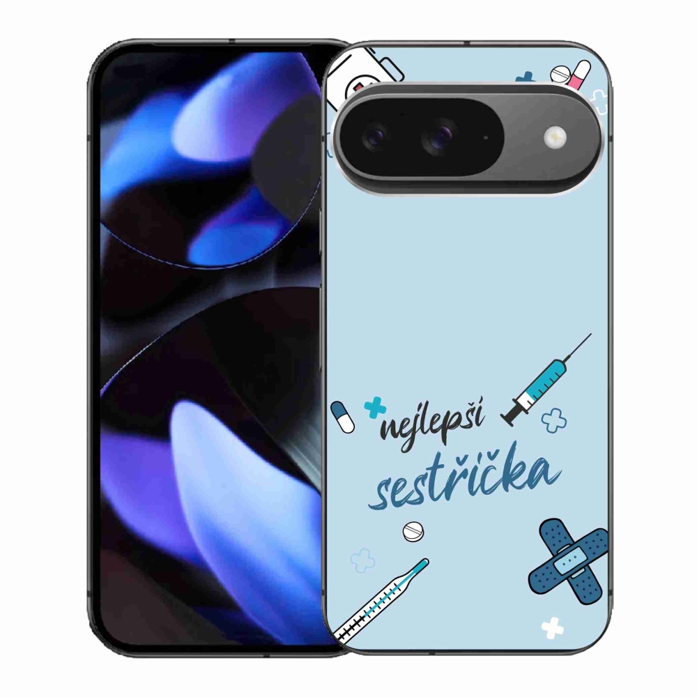 Gél borító mmCase a Google Pixel 9-en - a legjobb kishúg kék háttérrel