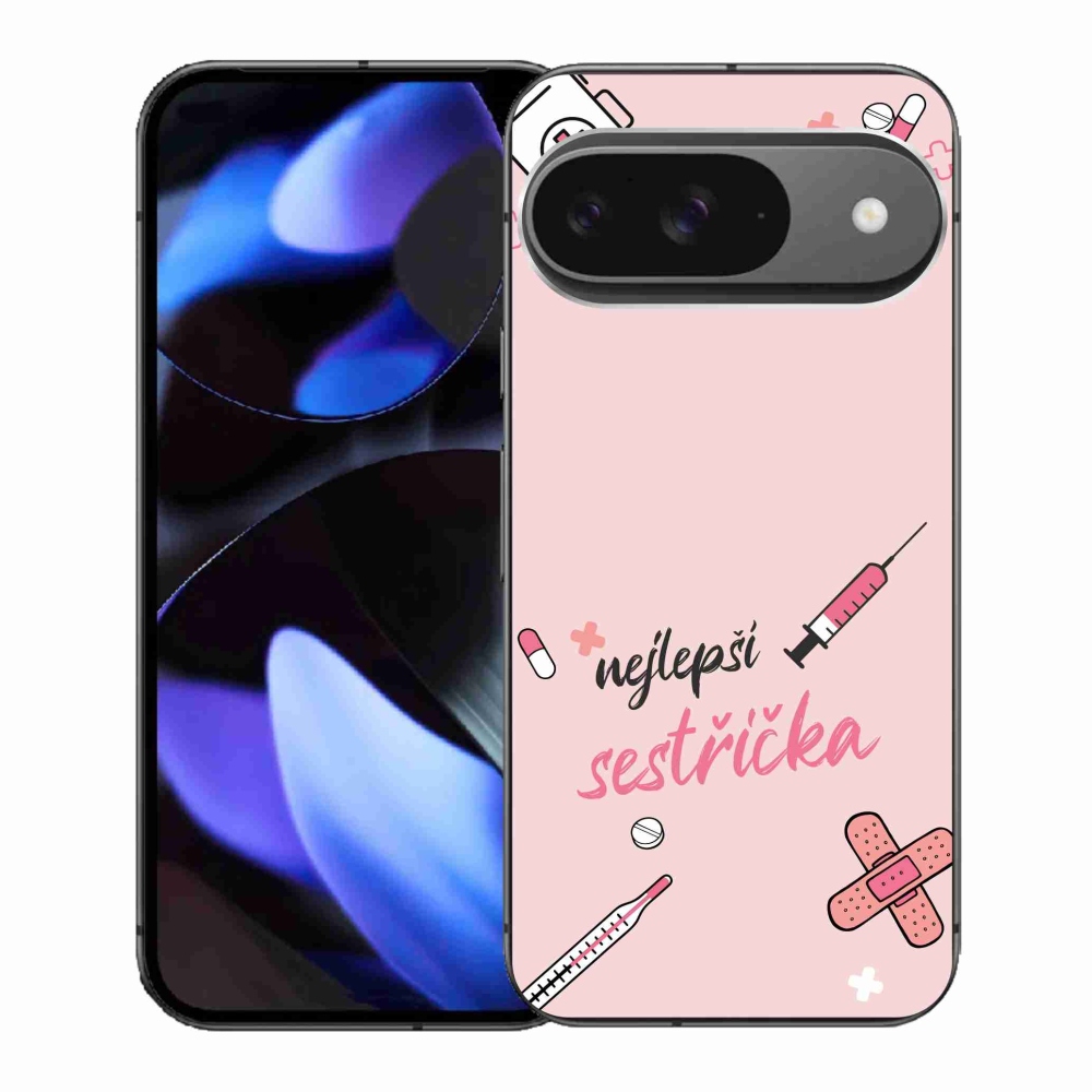 Gél borító mmCase a Google Pixel 9-en - a legjobb kishúg rózsaszín háttérrel