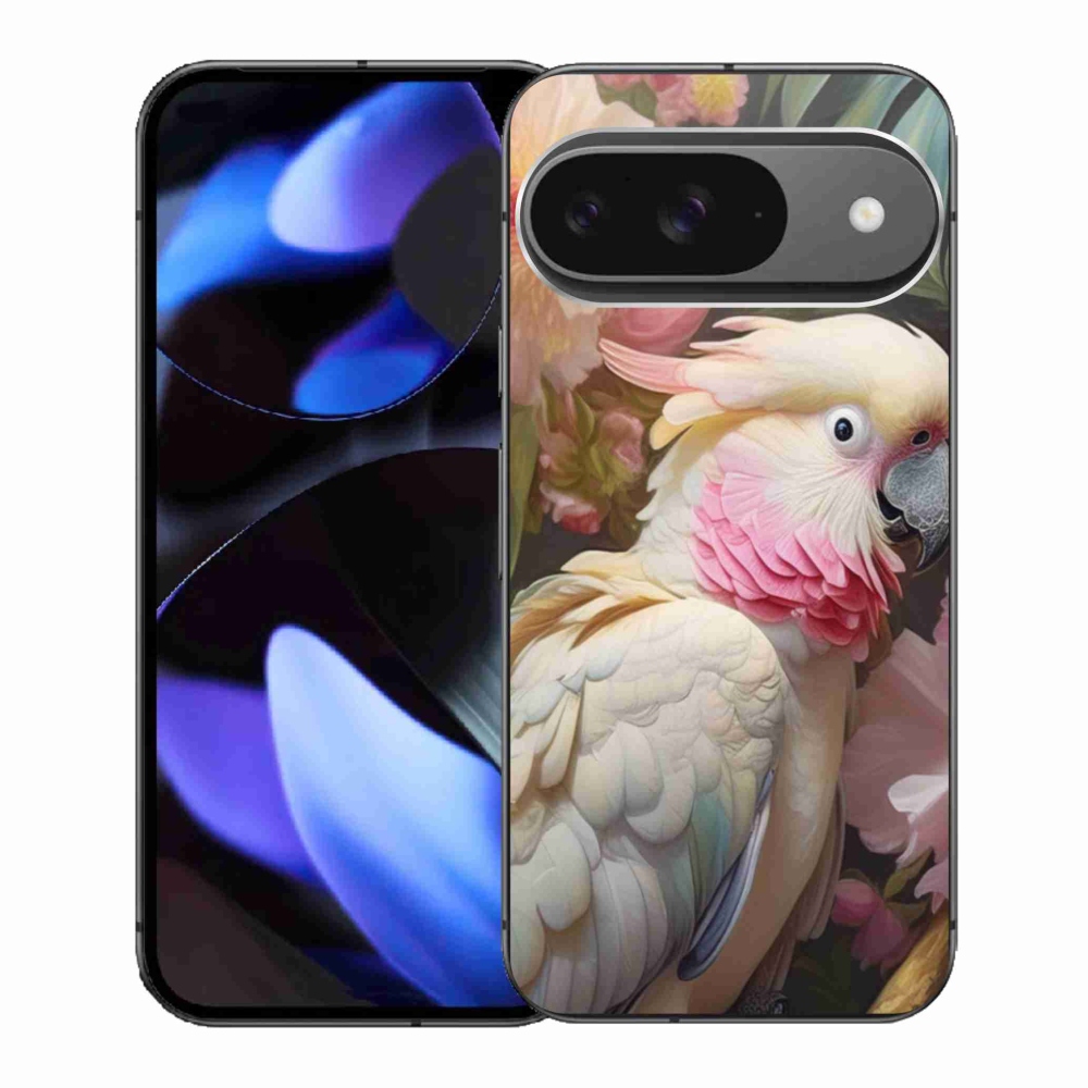 Gél borítás mmCase a Google Pixel 9-hez - papagáj kakadu rózsaszín 2