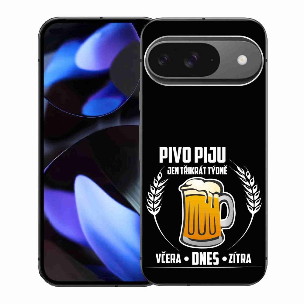 Gél borítás mmCase a Google Pixel 9-hez - sör motívum fekete háttérrel
