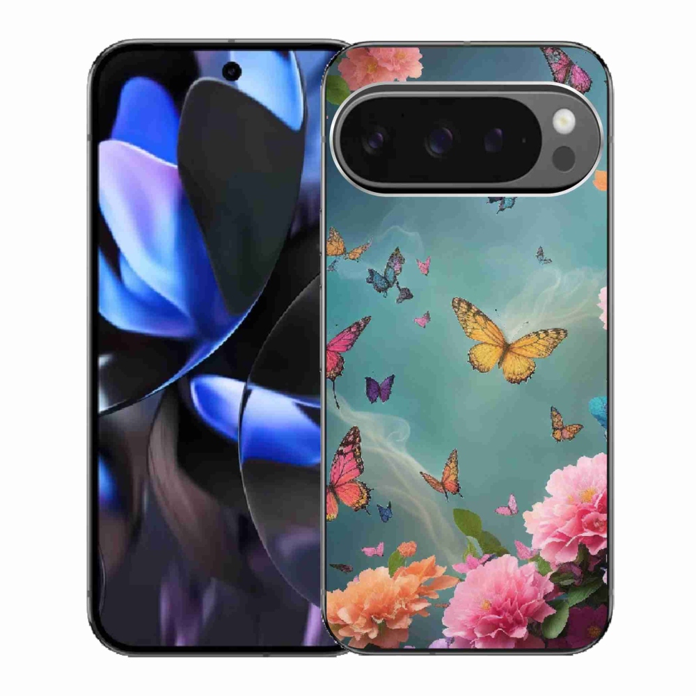 Gél borítás mmCase a Google Pixel 9 Pro számára - színes virágok és pillangók