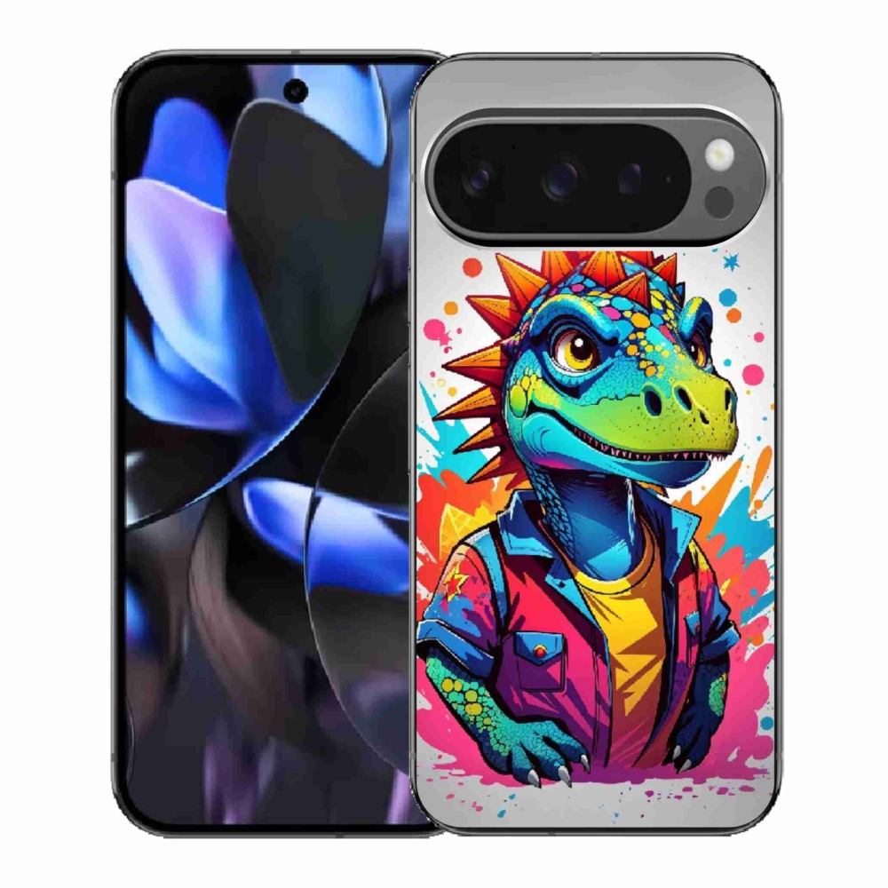 Zselés borítás mmCase a Google Pixel 9 Pro számára - színes dinoszaurusz