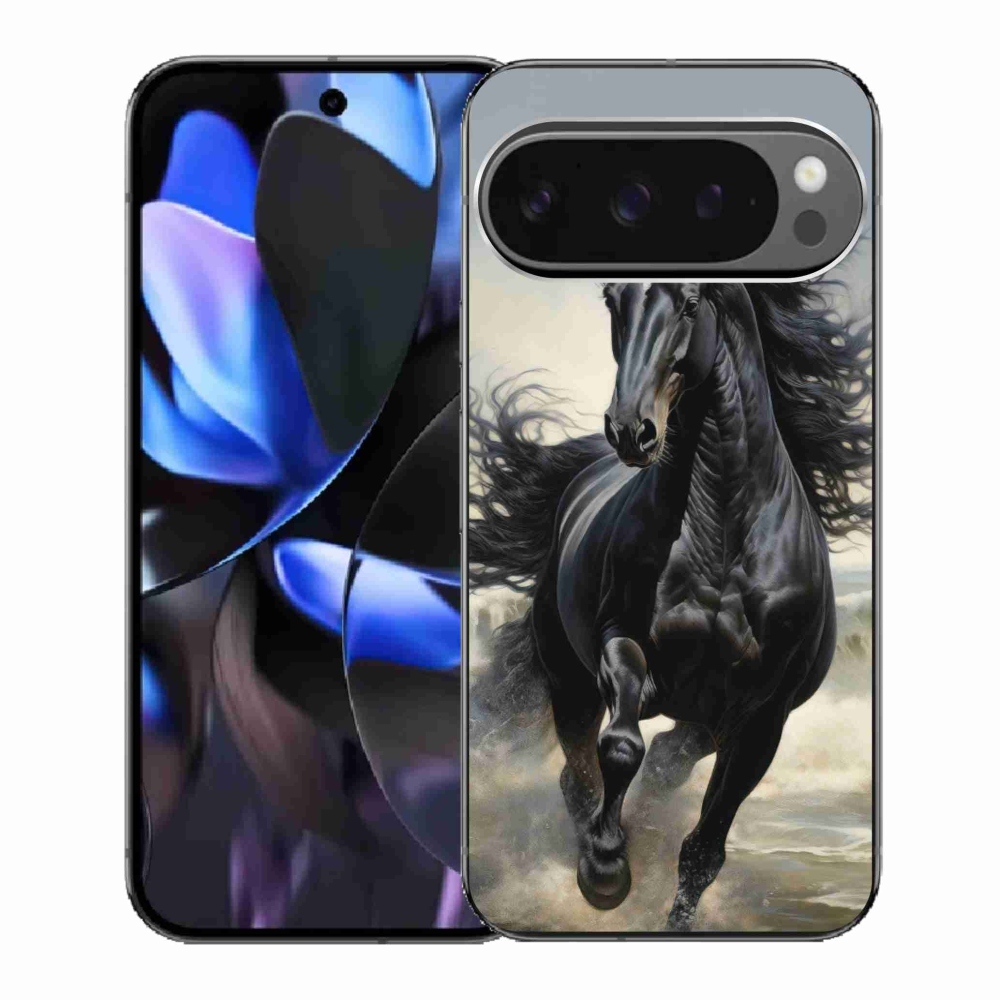 Zselés borítás mmCase a Google Pixel 9 Pro számára - fekete ló futófekete