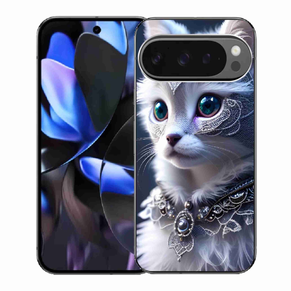 Zselés borítás mmCase a Google Pixel 9 Pro számára - fehér macska