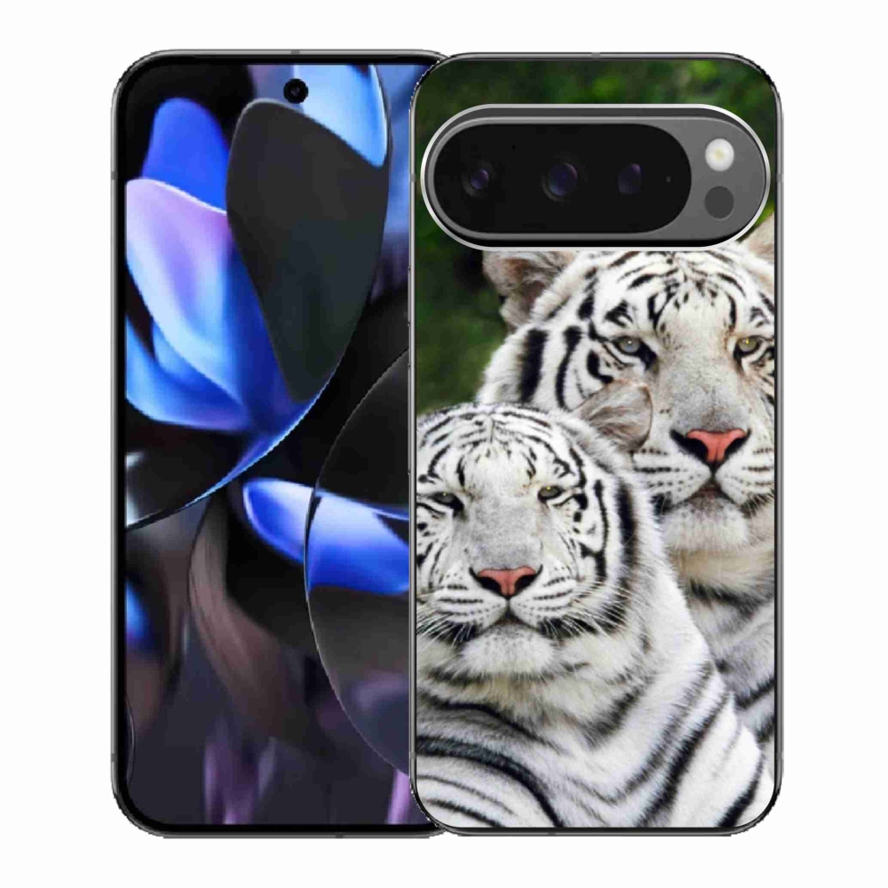 Gél borítás mmCase a Google Pixel 9 Pro számára - fehér tigrisek