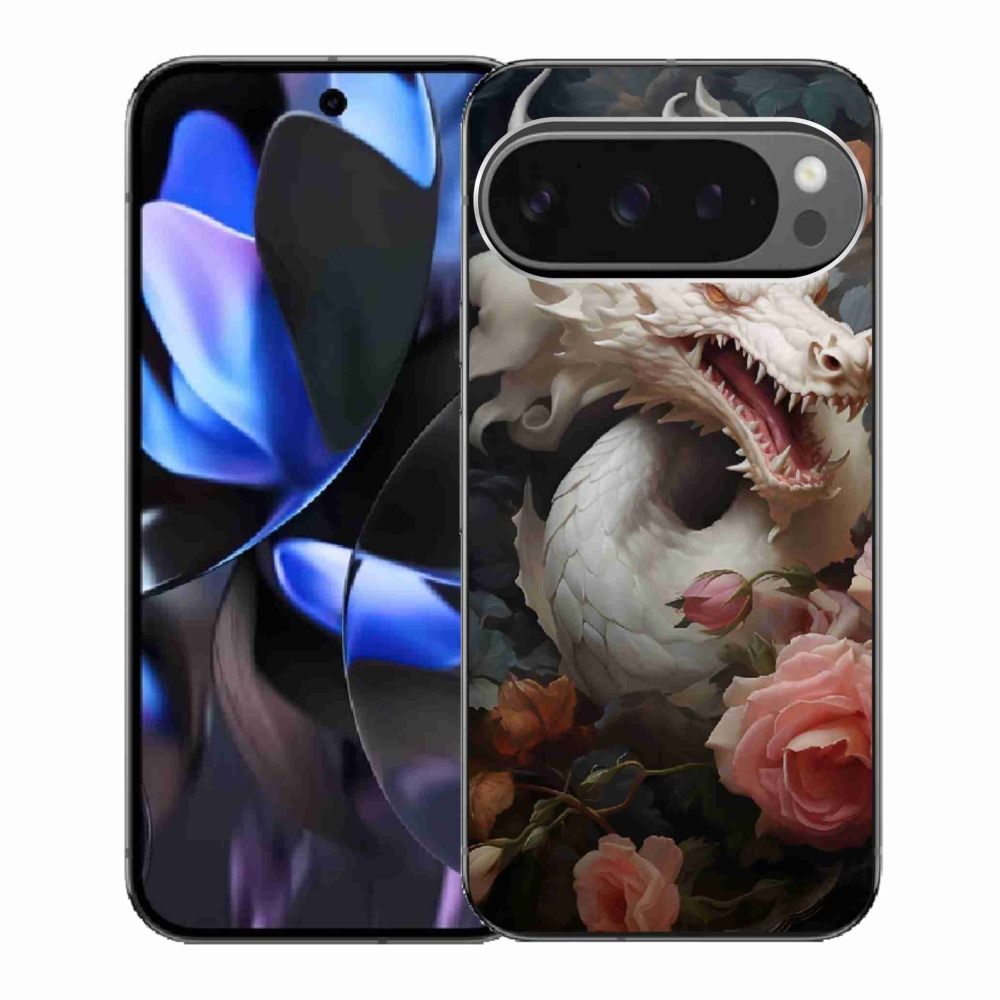 Zselés borítás mmCase a Google Pixel 9 Pro számára - fehér sárkány