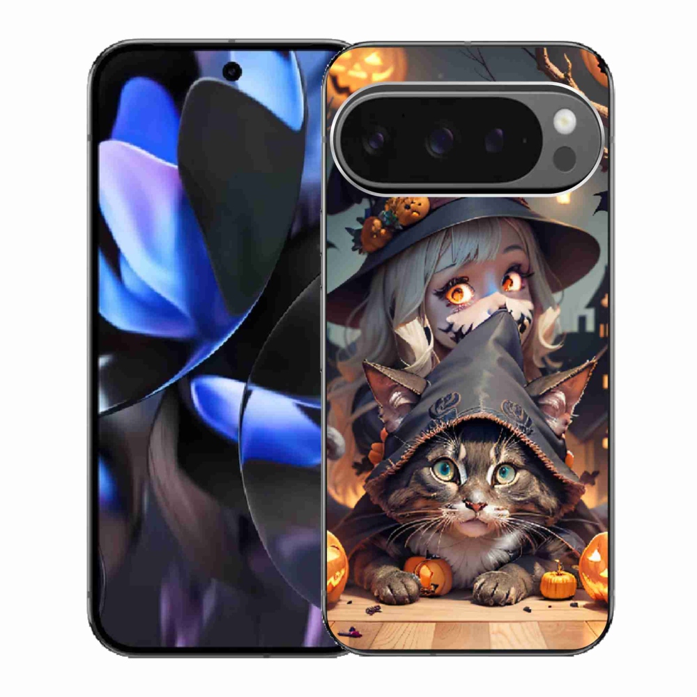 Gél borítás mmCase a Google Pixel 9 Pro számára - boszorkány macskával