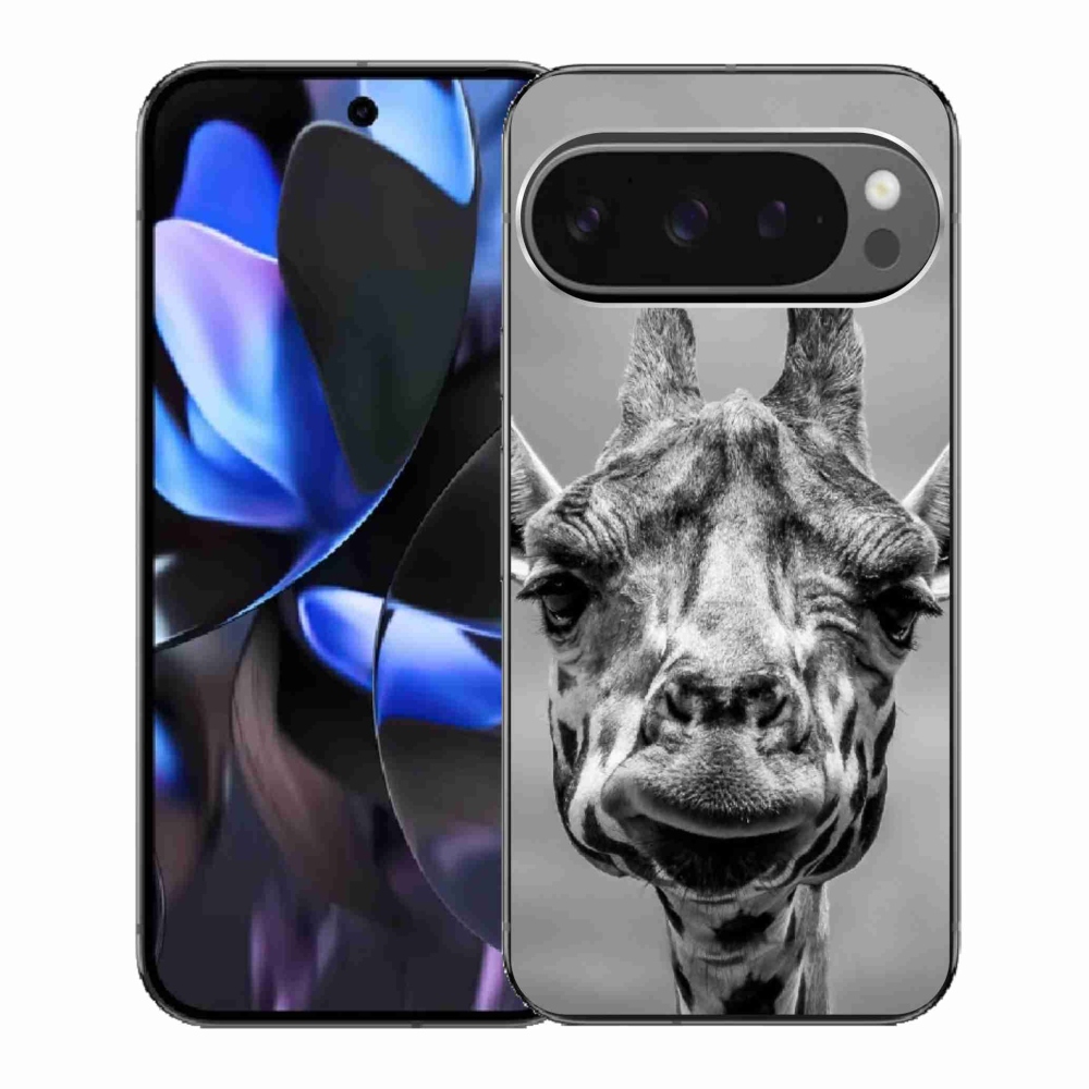 Zselés borítás mmCase a Google Pixel 9 Pro számára - fekete-fehér zsiráf