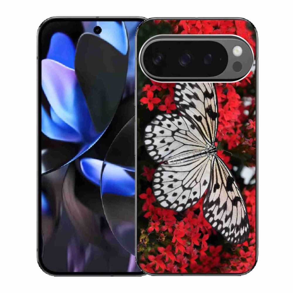 Zselés borítás mmCase a Google Pixel 9 Pro számára - fekete-fehér pillangó 1