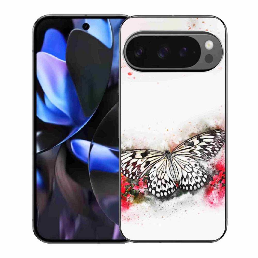 Zselés borítás mmCase a Google Pixel 9 Pro számára - fekete-fehér pillangó