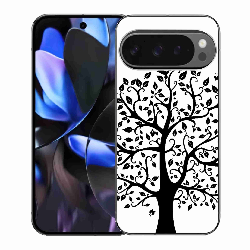 Gél borítás mmCase a Google Pixel 9 Pro számára - fekete és fehér fa
