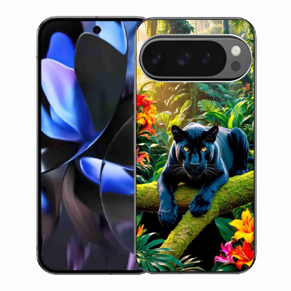Gél borítás mmCase a Google Pixel 9 Pro számára - fekete párduc a dzsungelben