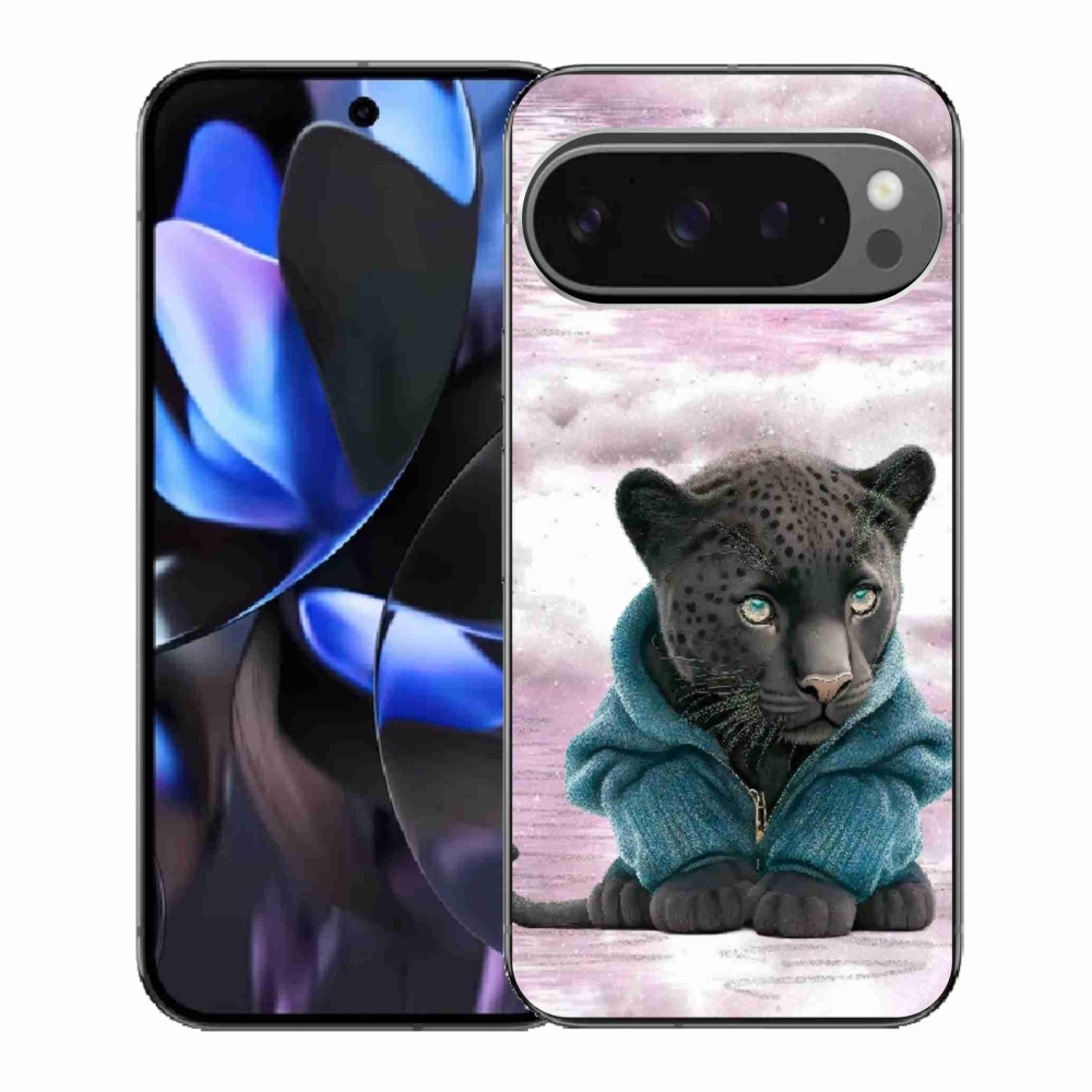Gél borítás mmCase a Google Pixel 9 Pro számára - fekete párduc pulóverben
