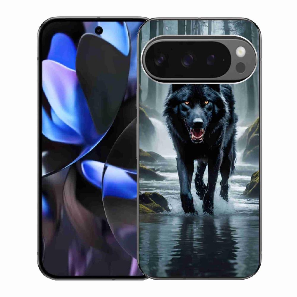 Zselés borítás mmCase a Google Pixel 9 Pro számára - fekete farkas