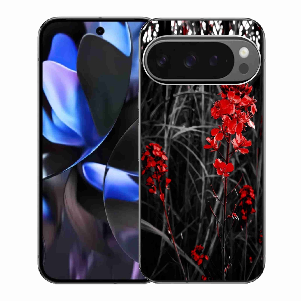 Gél borítás mmCase a Google Pixel 9 Pro számára - piros növény
