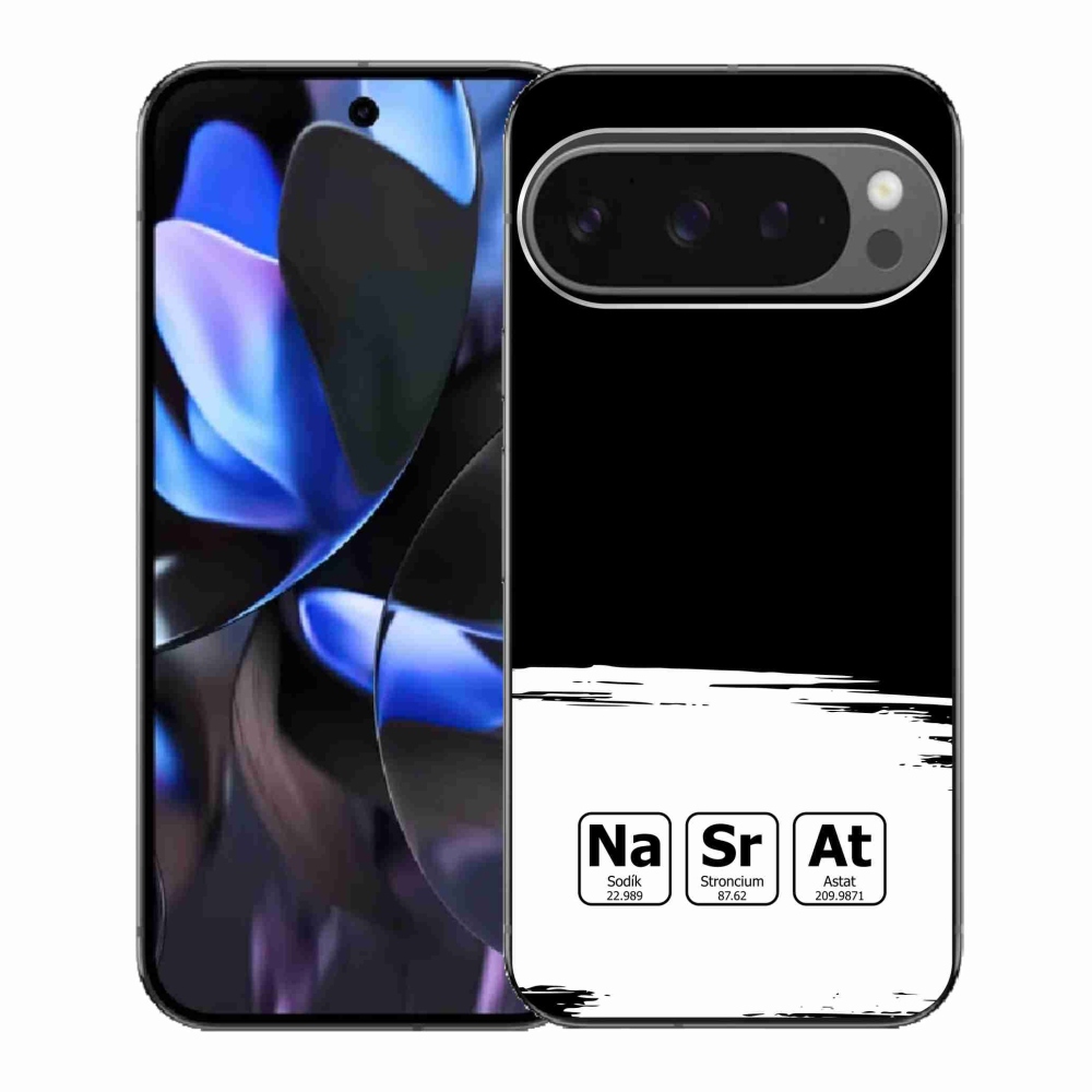 Gél borítás mmCase a Google Pixel 9 Pro - kémiai elemek fehér és fekete háttérrel