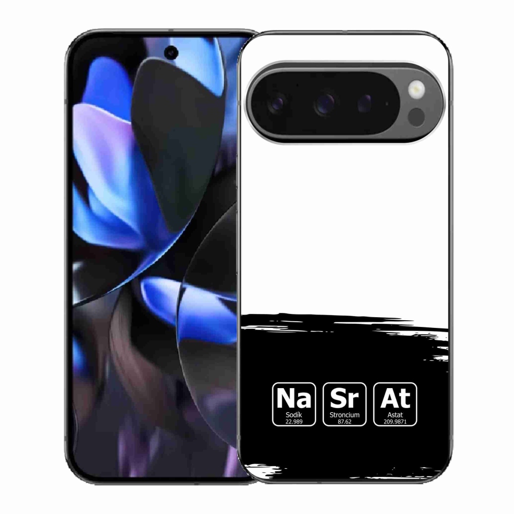 Gél borítás mmCase a Google Pixel 9 Pro-n - kémiai elemek fekete és fehér háttérrel
